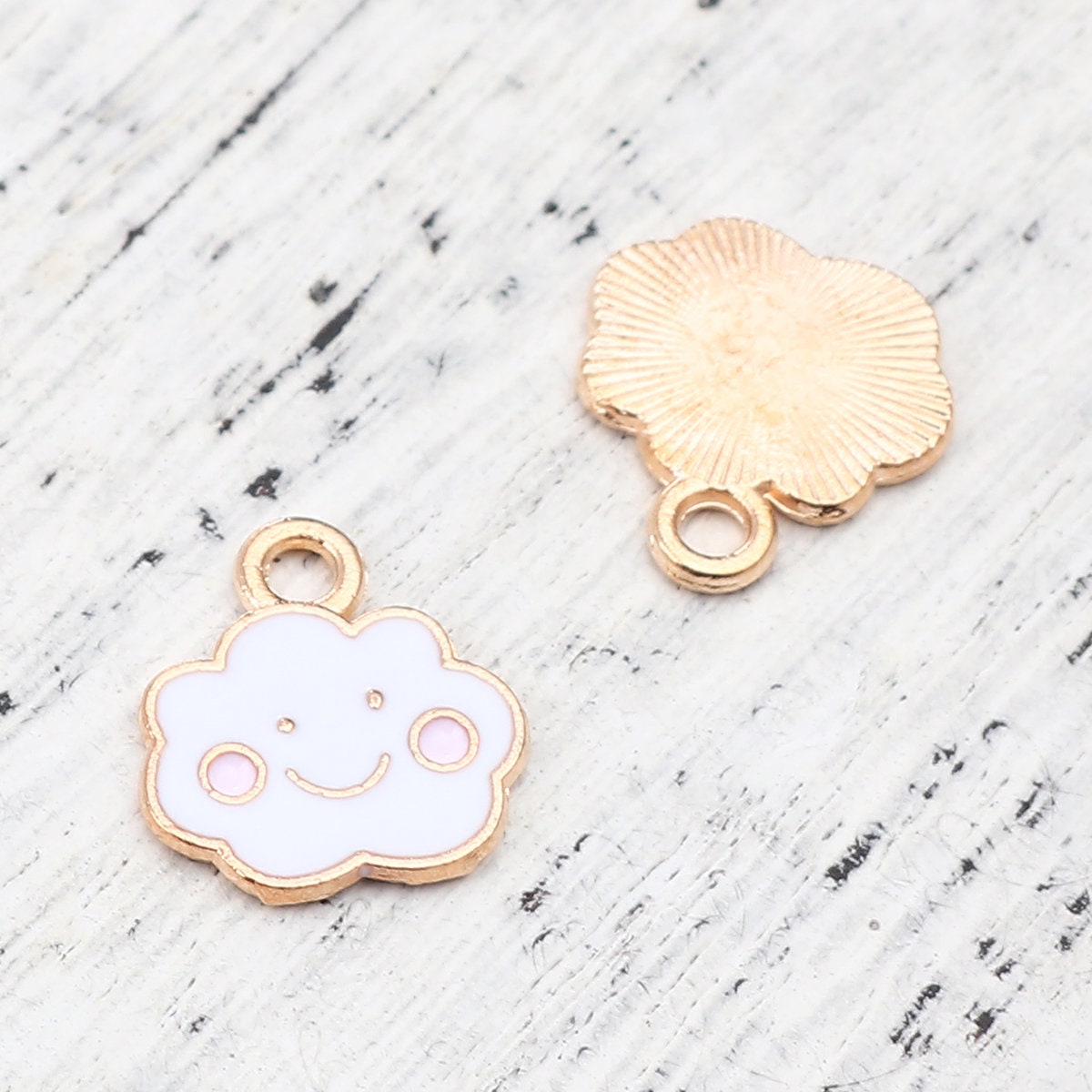 Happy Cloud Enamel Zinc Alloy Charm (13mm x 12mm, Hole: 1.9mm)