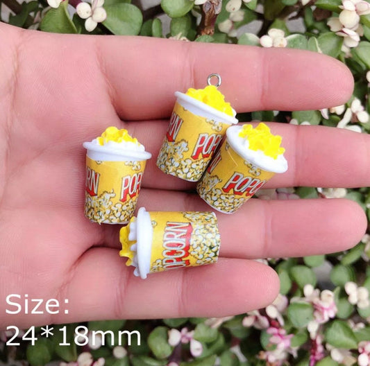 Yellow Popcorn Bucket Charms with Eye Pins (24mm x 18mm)