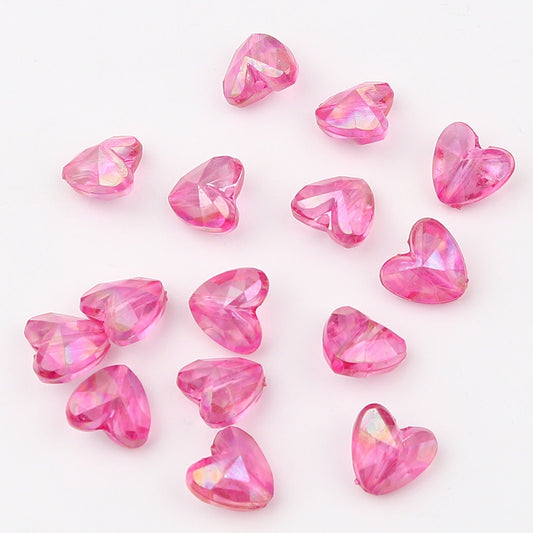 12MM AB Color Plated Pink Heart Acrylic Spacer Beads