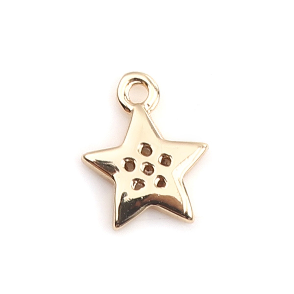Star Charm with Rhinestone 18K Gold Plated (8MM x 7MM)