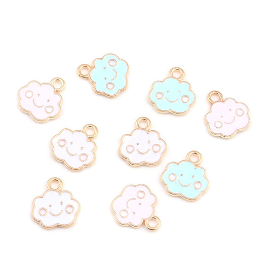 Happy Cloud Enamel Zinc Alloy Charm (13mm x 12mm, Hole: 1.9mm)