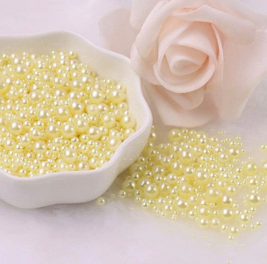 FAKE Yellow No Hole Pearls (2.5MM-5MM; NOT EDIBLE) D12-12