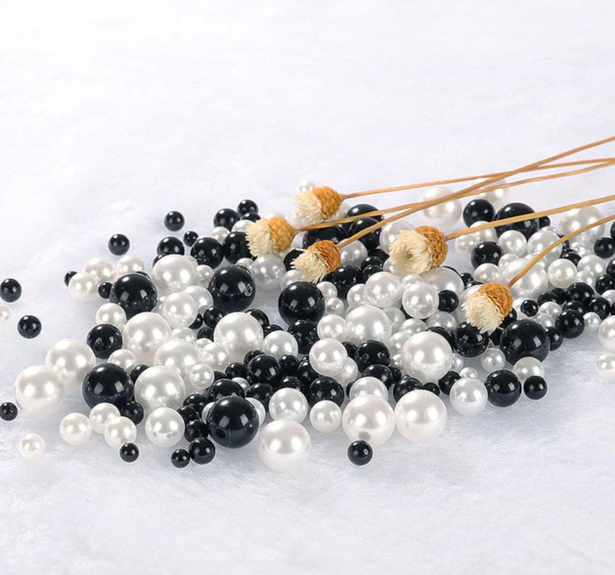 FAKE Mixed No Hole Black and White Pearls (2.5MM-5MM; NOT EDIBLE) D12-16