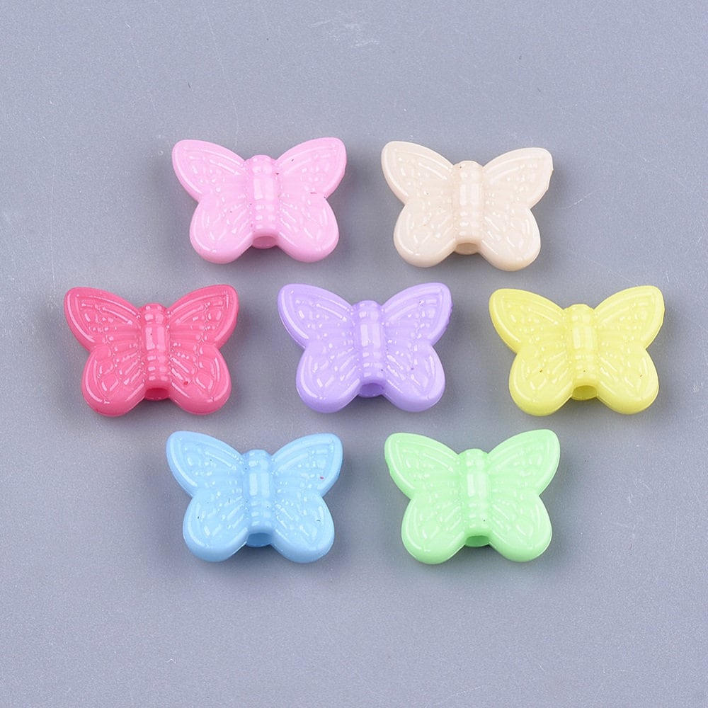 Light/Dark Pastel Acrylic Butterfly Spacer Beads (11MM)