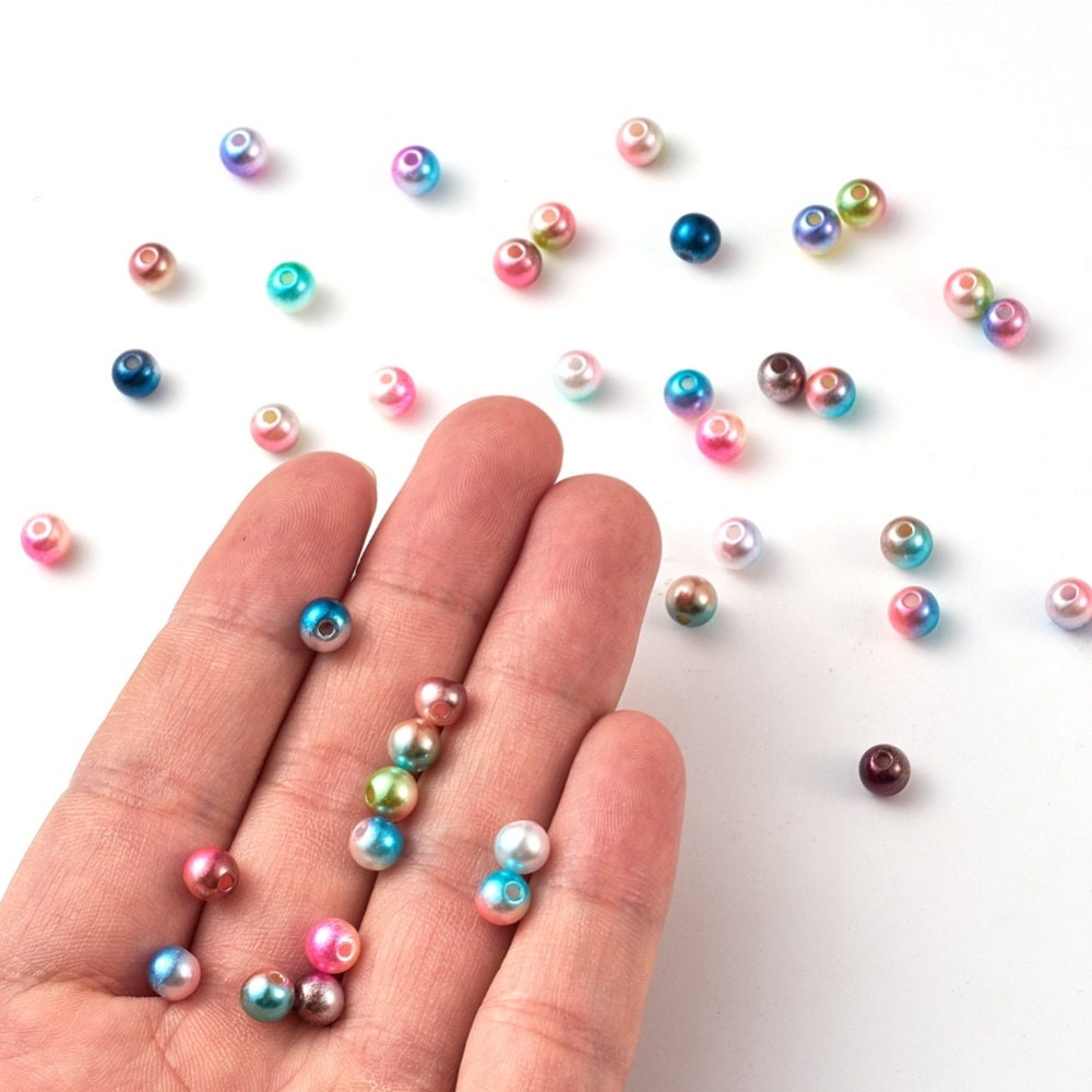 Rainbow ABS Plastic Gradient Pearl Beads (With Hole) Set