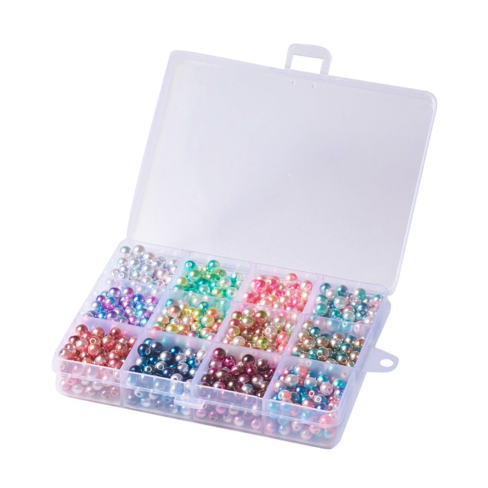 Rainbow ABS Plastic Gradient Pearl Beads (With Hole) Set