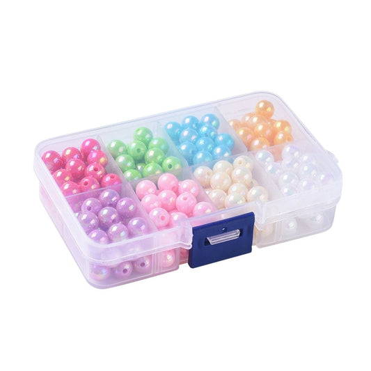 Cute AB Mixed Colors Colored 8MM Round Bead Set (240 PCS. per box)