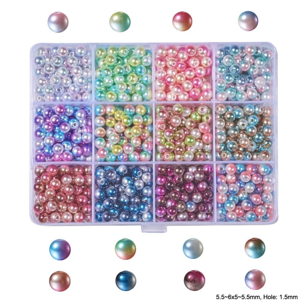 Rainbow ABS Plastic Gradient Pearl Beads (With Hole) Set