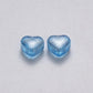 Cute Spray Painted Deep Sky Blue Colored Glass Heart Beads (6mm x 6mm x 4mm) B02