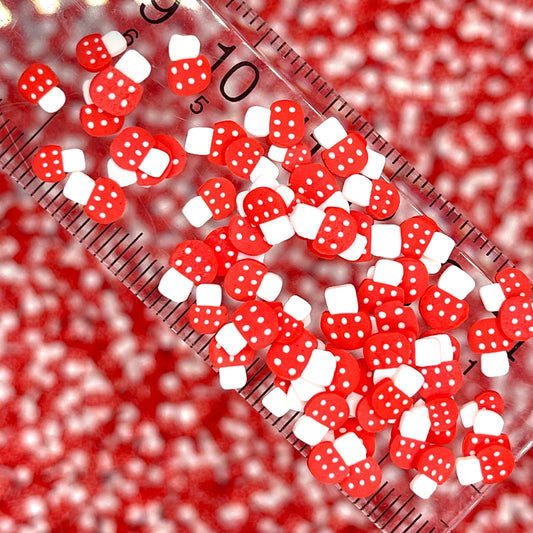 FAKE 5MM Red Spotted Mushroom Polymer Clay Sprinkle (NOT EDIBLE) D20-24