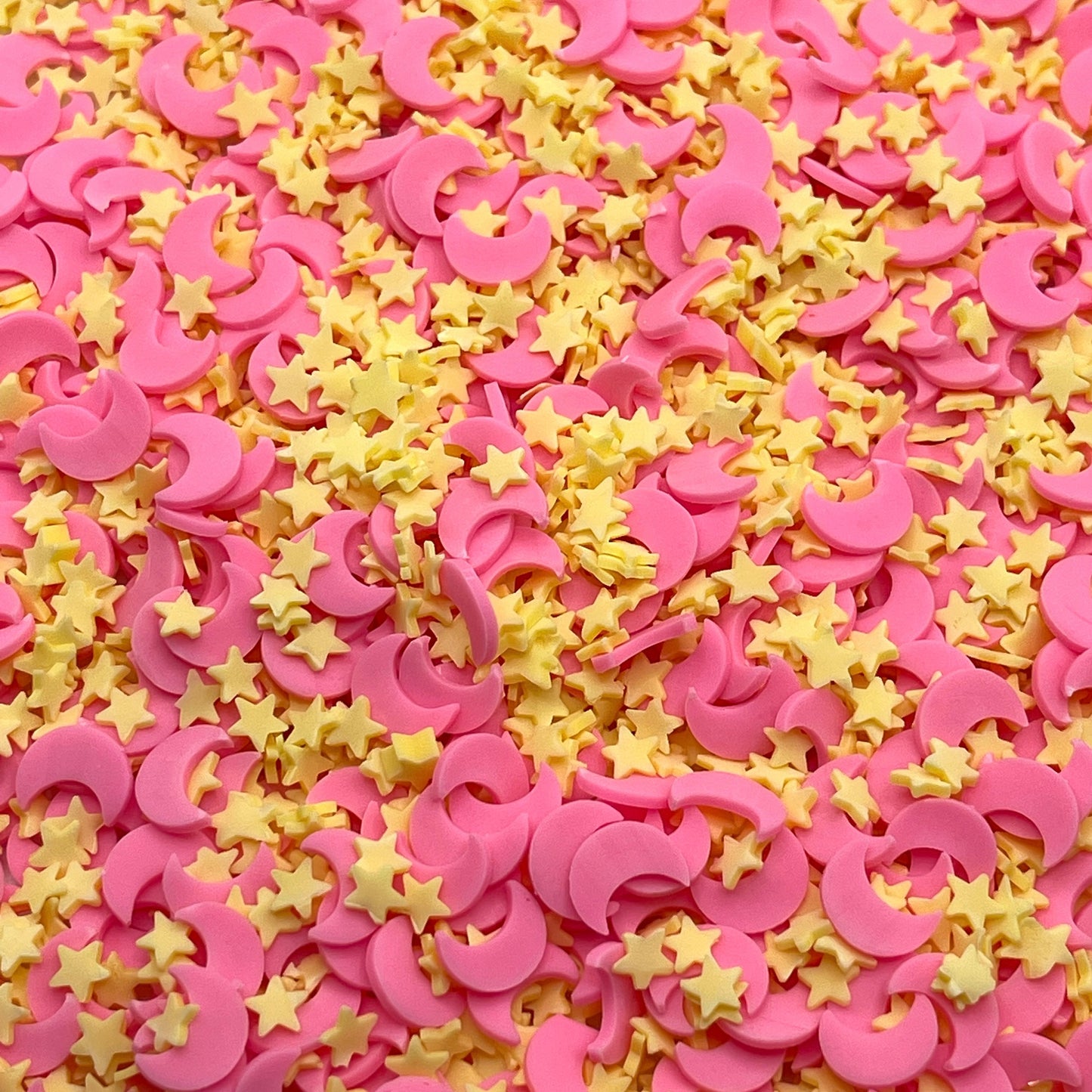 FAKE Pink Moon Yellow Star Polymer Clay Sprinkle Mix (NOT EDIBLE) D10-35