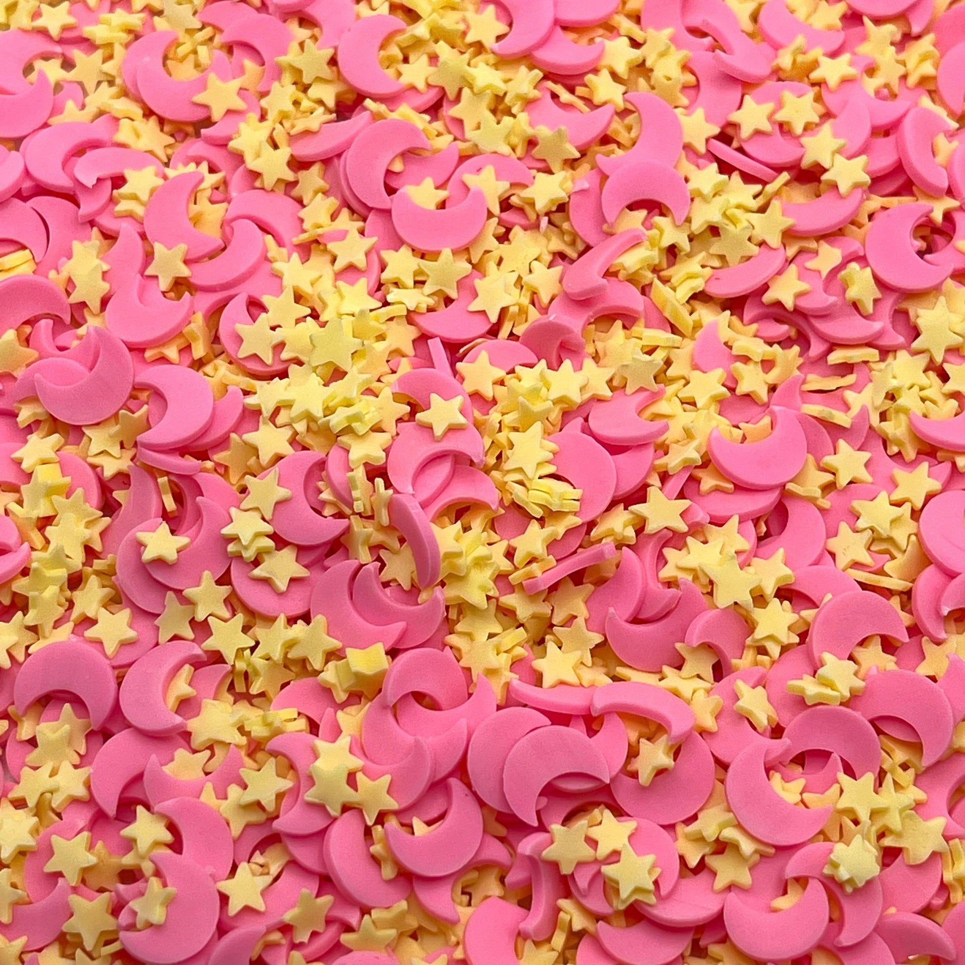 FAKE Pink Moon Yellow Star Polymer Clay Sprinkle Mix (NOT EDIBLE) D10-35