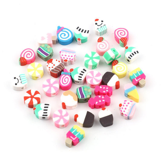 Cute Dessert Themed Polymer Clay Beads (12mm x 9mm; Hole: 2.9 mm)