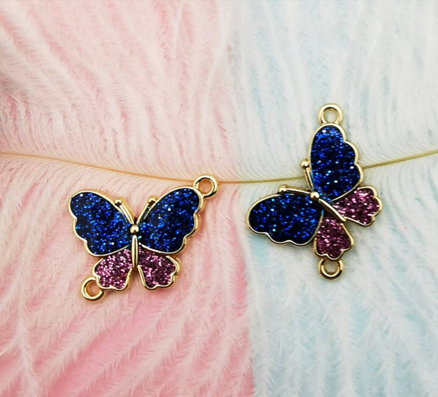 Glitter Butterfly Enamel Charm (14mm x 22mm)