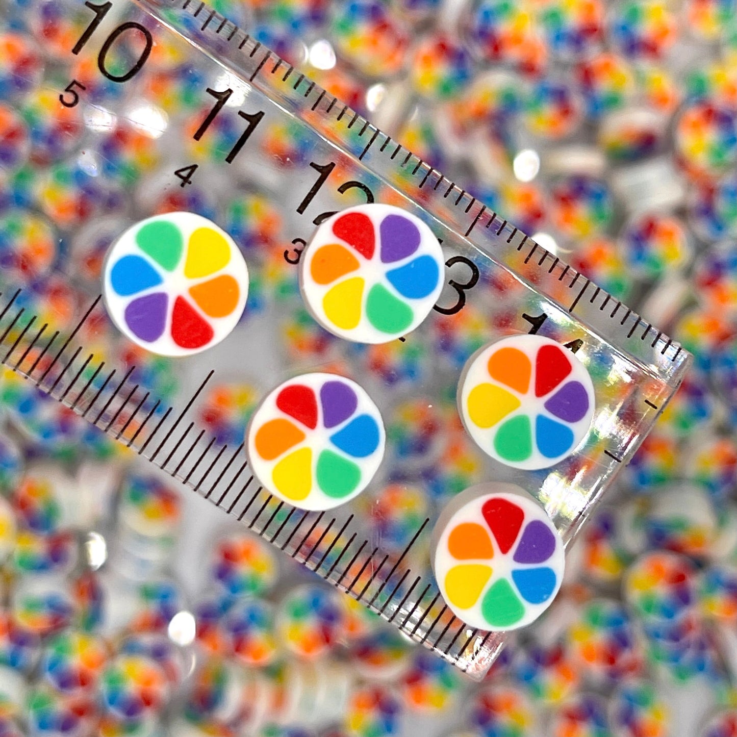 FAKE 10MM Round Rainbow Circle Polymer Clay Sprinkle (NOT EDIBLE) D36-05