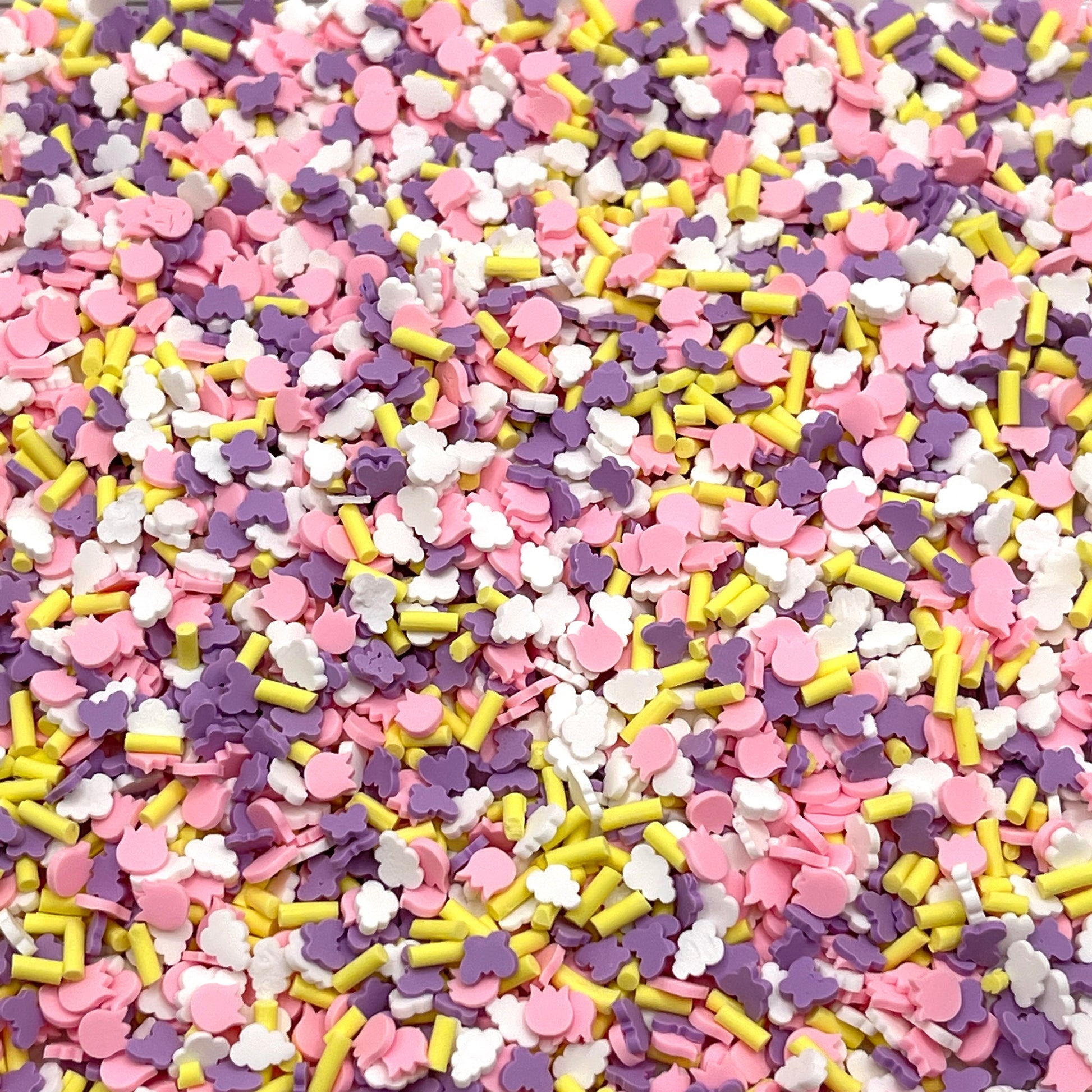 FAKE Pink Tulip Purple Butterfly Polymer Clay Sprinkle Mix (NOT EDIBLE) D6-23