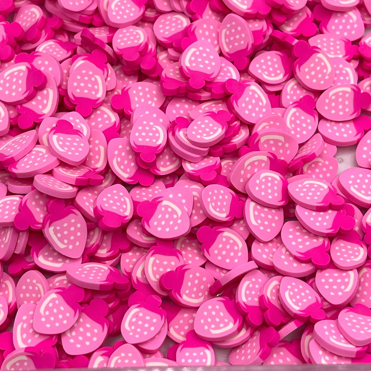 FAKE 10MM Large Whole Pink Strawberry Fruit Polymer Clay Sprinkle (NOT EDIBLE) D22-33