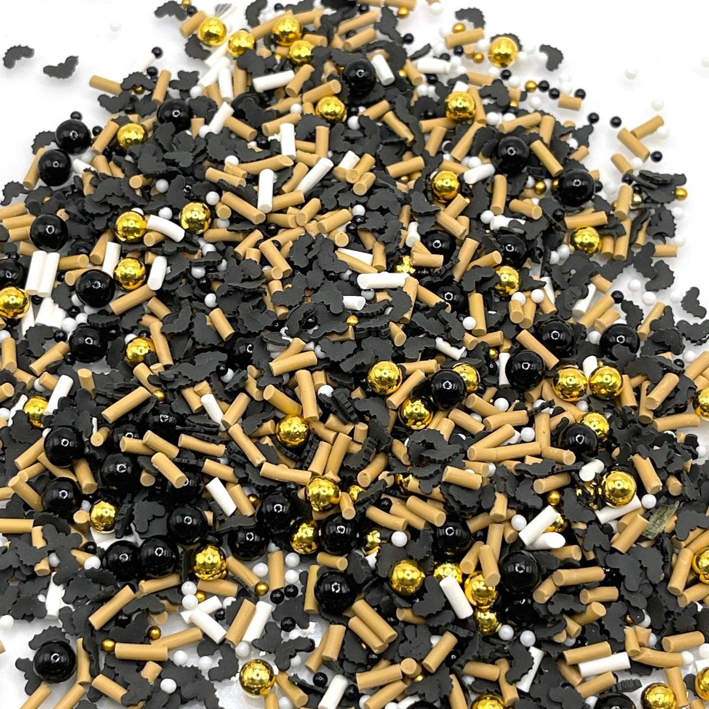 FAKE Bat Black and Gold Halloween Themed Polymer Clay Sprinkle Mix (NOT EDIBLE) D7-20