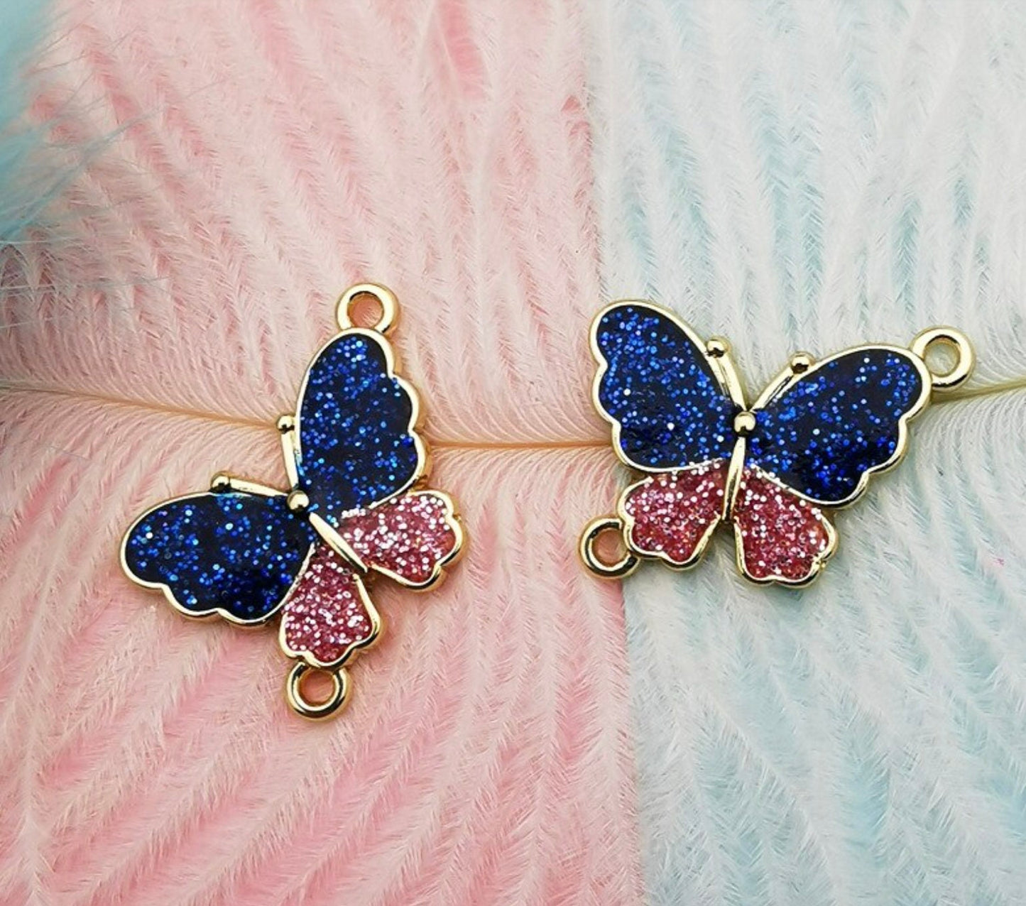 Glitter Butterfly Enamel Charm (14mm x 22mm)