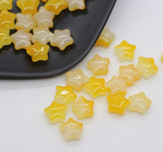 Yellow Gold Spray Painted Glass Star Beads (8mm x 8.5mm x 4mm) AB1