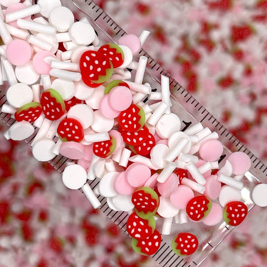 FAKE Strawberry Shortcake Polymer Clay Sprinkle Mix (NOT EDIBLE) D6-07