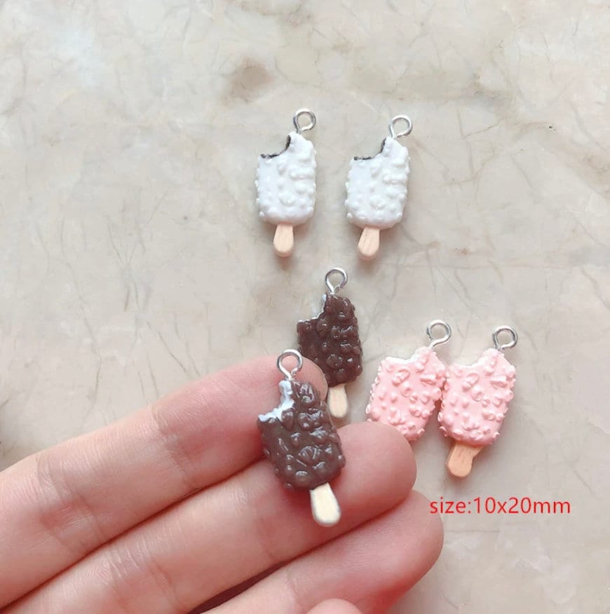 Chocolate and Strawberry Ice Cream Bar Charm with Eye Pin (20MM x 10MM)