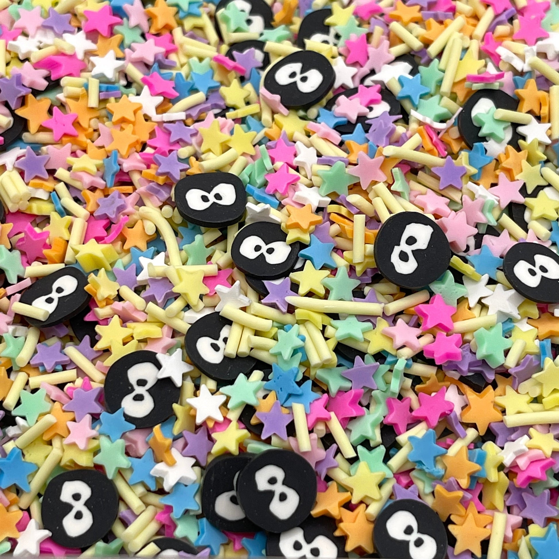 FAKE 10MM Carbon and Mixed Color Stars Polymer Clay Sprinkle Mix (NOT EDIBLE) D6-21