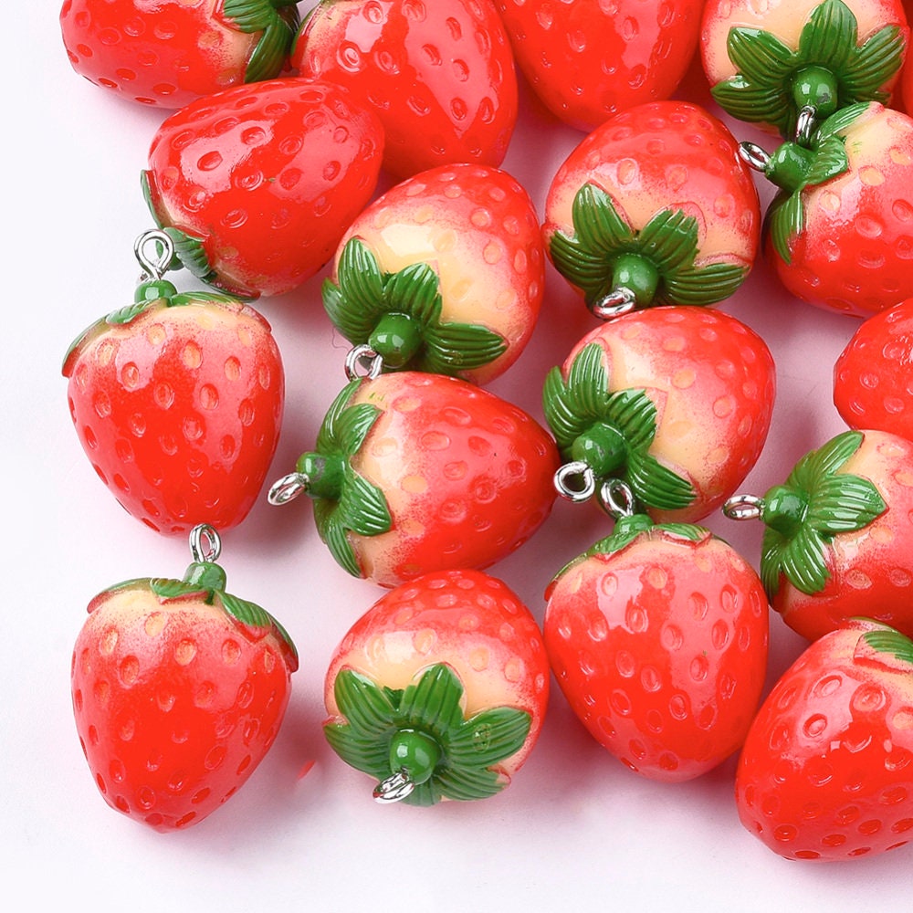 Resin Strawberry Charm (SM-23mm x 15mm, LG-28mm x 20mm)