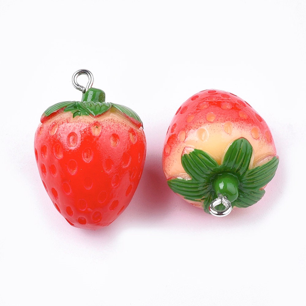 Resin Strawberry Charm (SM-23mm x 15mm, LG-28mm x 20mm)