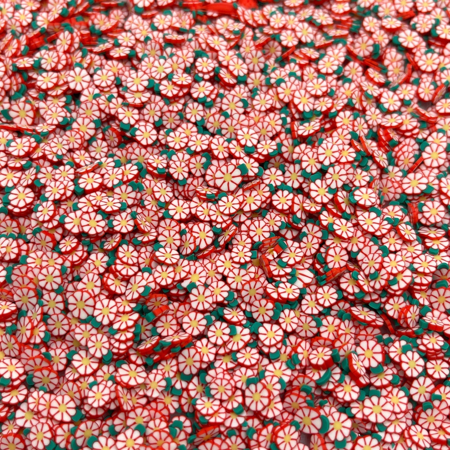 FAKE 5MM Red Daisy Flower Polymer Clay Sprinkle (NOT EDIBLE) D29-08