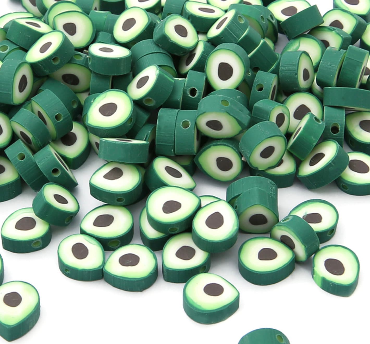 11MM Avocado Themed Polymer Clay Beads (11mm x 10mm, Hole: 1.6mm)