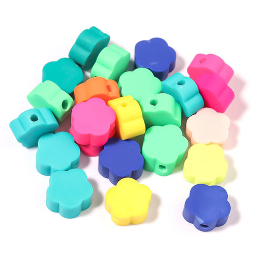 Colorful Flower Themed Polymer Clay Beads (10mm x 10mm, Hole: 1.6mm)