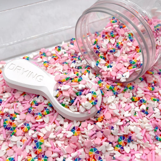 FAKE Cute Pink Spring Love Heart Round Circle Polymer Clay Sprinkle Mix (NOT EDIBLE) D4-24