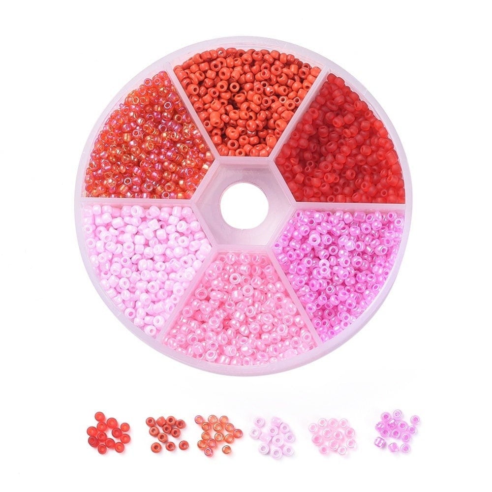 2MM Valentines Day Theme 12/0 Glass Seed Beads Set (3960 pieces)