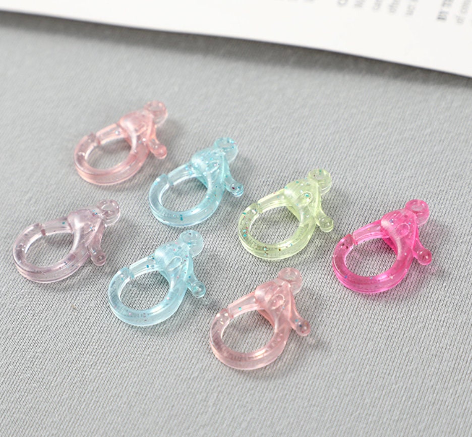 25MM Transparent Macaron Glitter Plastic Lobster Clasp Mixed Color