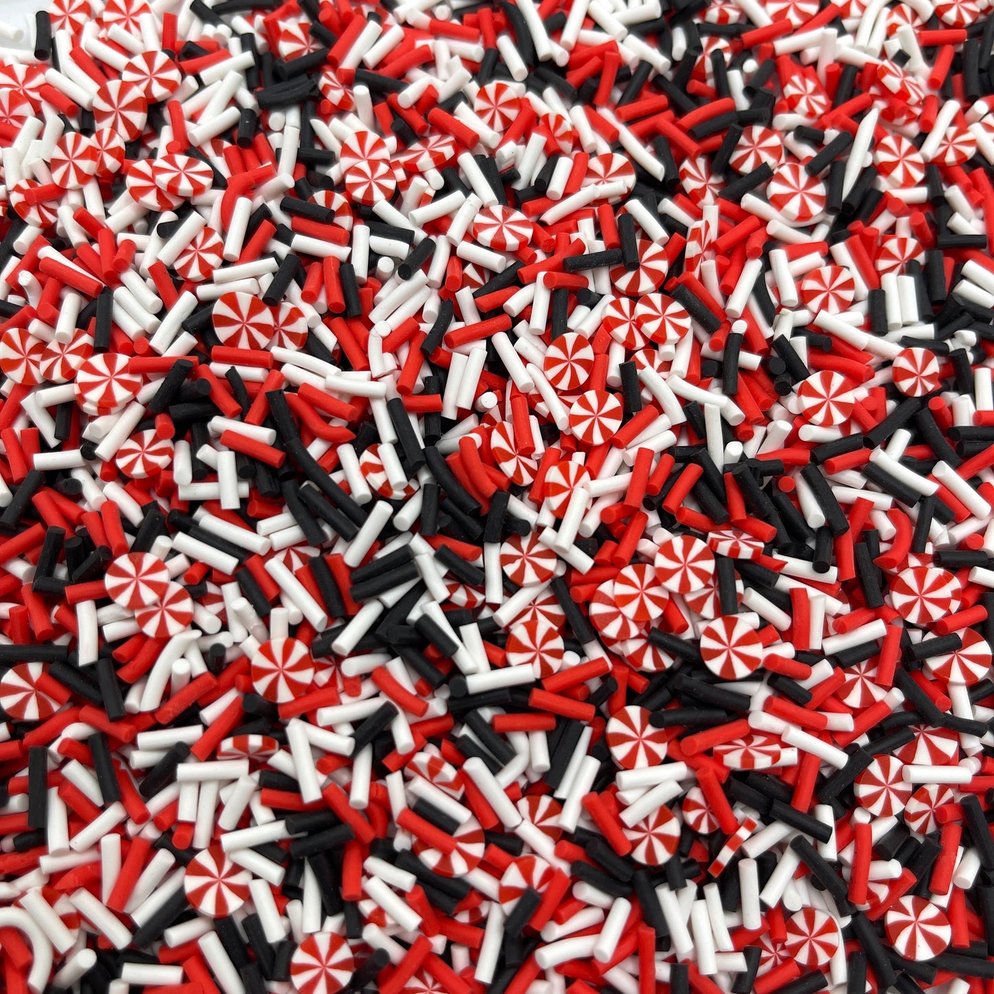 FAKE Red Black Peppermint Candy Polymer Clay Sprinkle Mix (NOT EDIBLE) D3-16