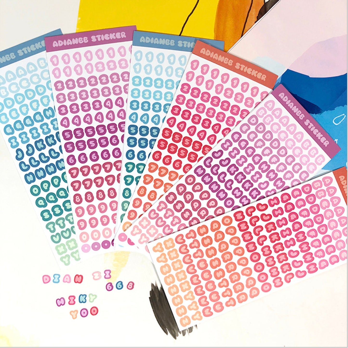 Bubble Letter and Number Sticker Sheets, Crafts, Scrapbooking, Diary, Journal, DIY,