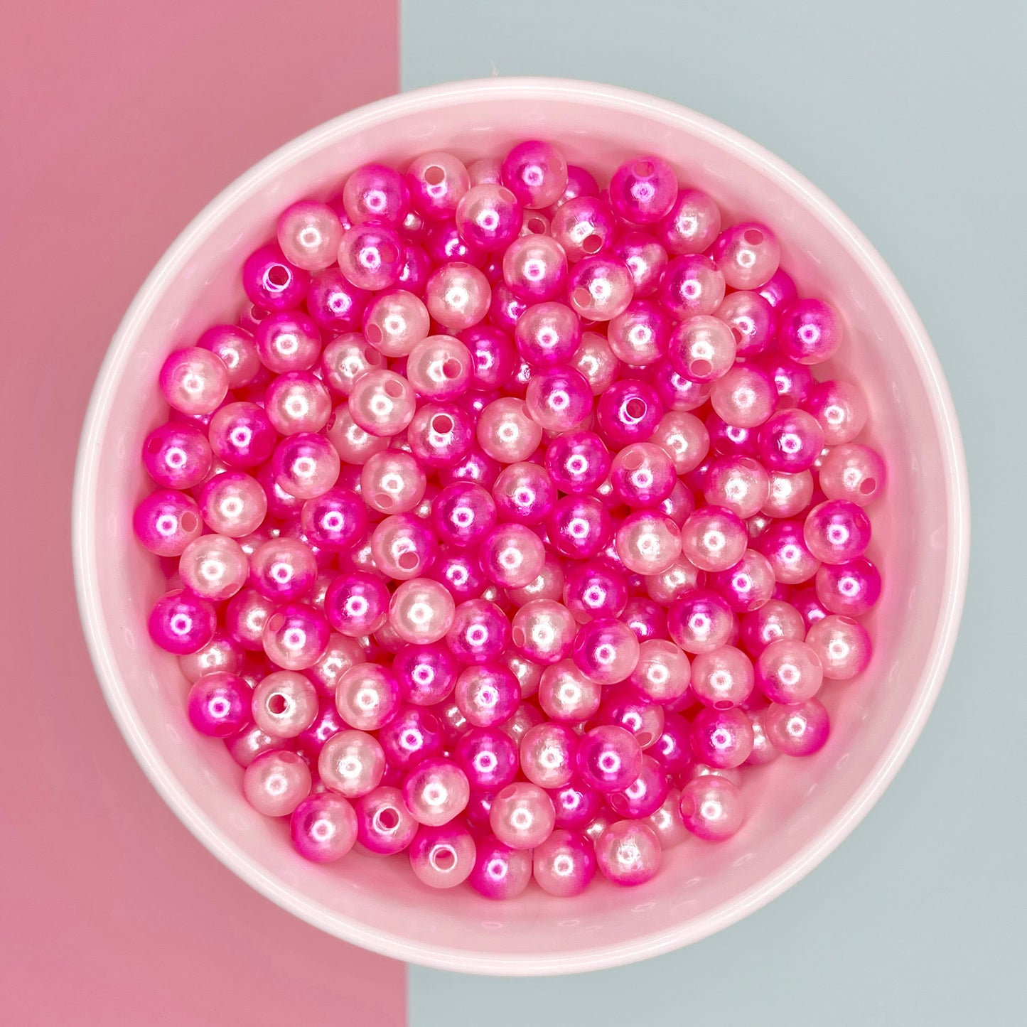 8MM Rose Pink Mermaid Gradient Acrylic Round Ball Beads