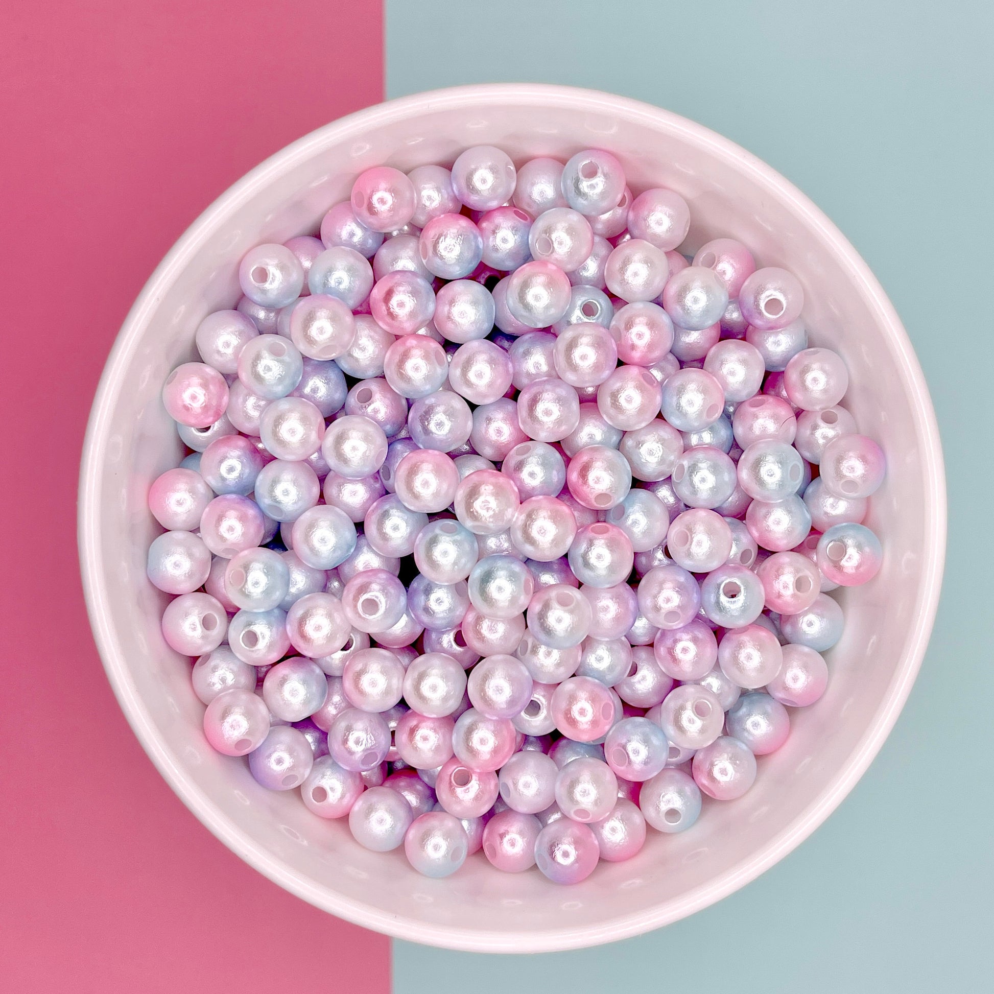 8MM Pink Silver Mermaid Gradient Acrylic Round Ball Beads