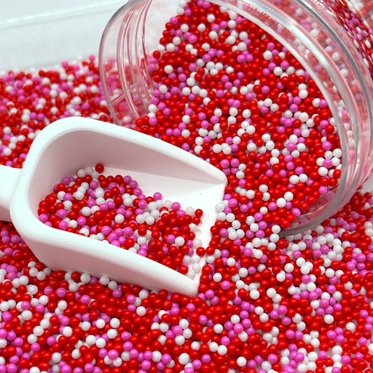 FAKE 2MM Valentine Pink, Red, White, Pearl Mix (NOT EDIBLE) D5-30