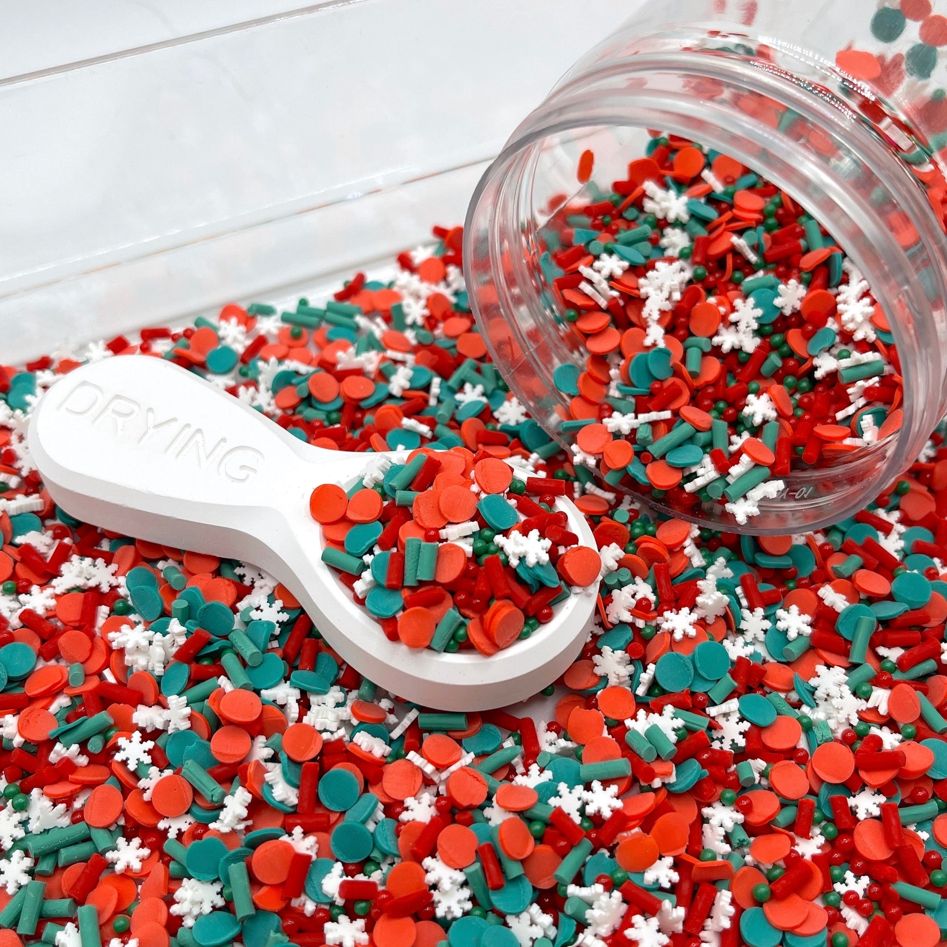 FAKE Christmas Themed Round Dot Snowflake Polymer Clay Sprinkle Mix (NOT EDIBLE) D3-02