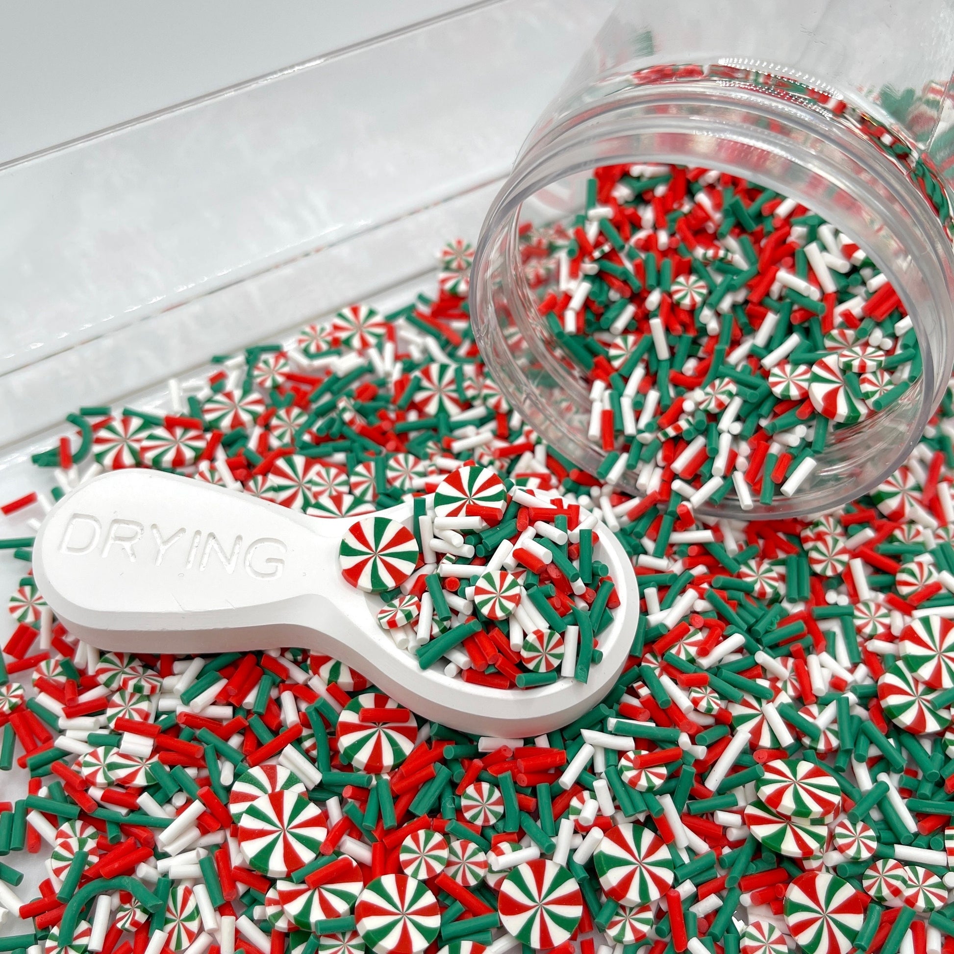 FAKE Red Green Swirl Peppermint Polymer Clay Sprinkles Mix (NOT EDIBLE) D3-05