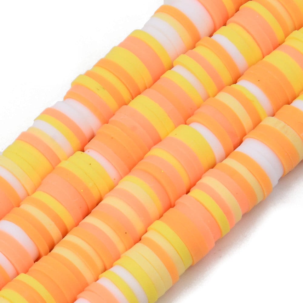 Orange and Yellow Polymer Clay Heishi Bead Strands