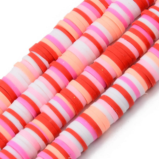 Valentine's Themed Polymer Clay Heishi Bead Strands for Jewelry Making, DIY, Crafting