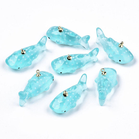 28MM Transparent Light Blue Resin Whale Charm