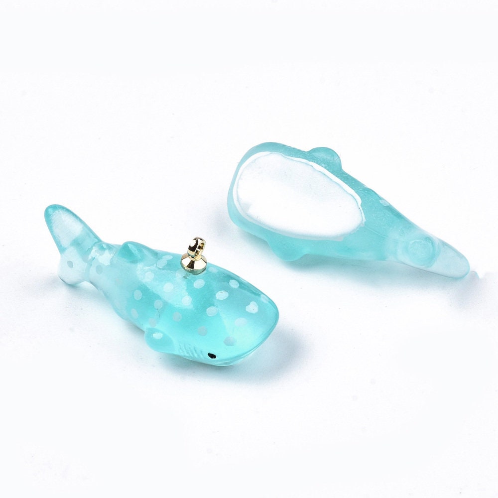 28MM Transparent Light Blue Resin Whale Charm