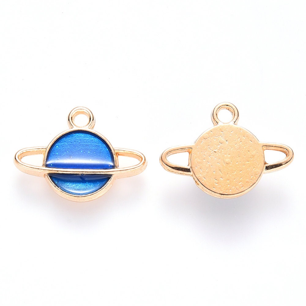 16.5MM Enamel Moon Planet Space Charms (Green, Orange, Yellow, Light Salmon)