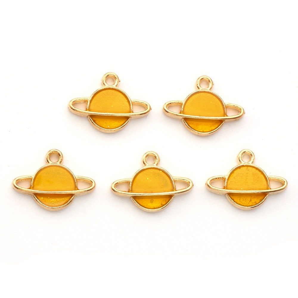 16.5MM Enamel Moon Planet Space Charms (Green, Orange, Yellow, Light Salmon)