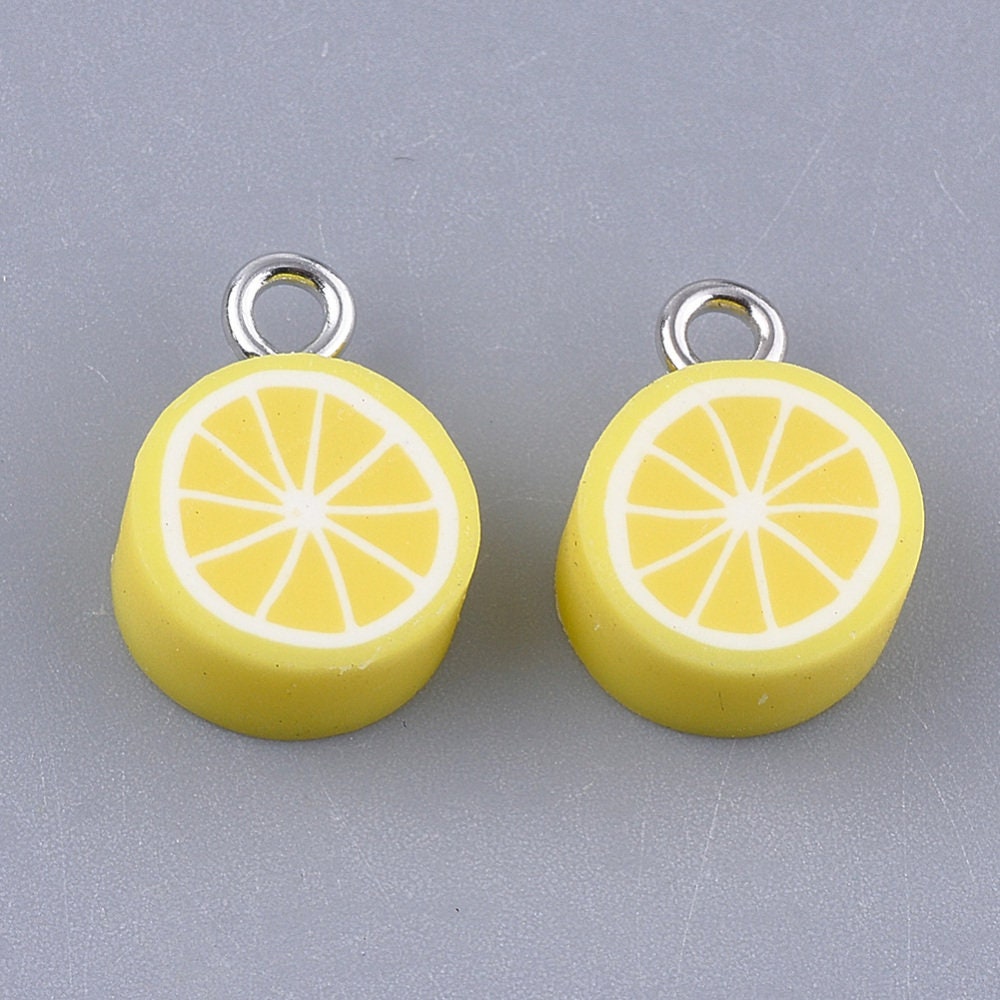 14MM Yellow Lemon Slice Clay Charm