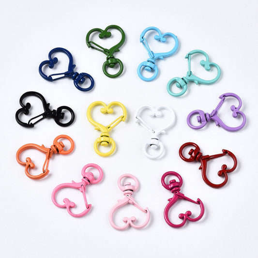 Spray Painted Mixed Color Metal Heart Key Rings